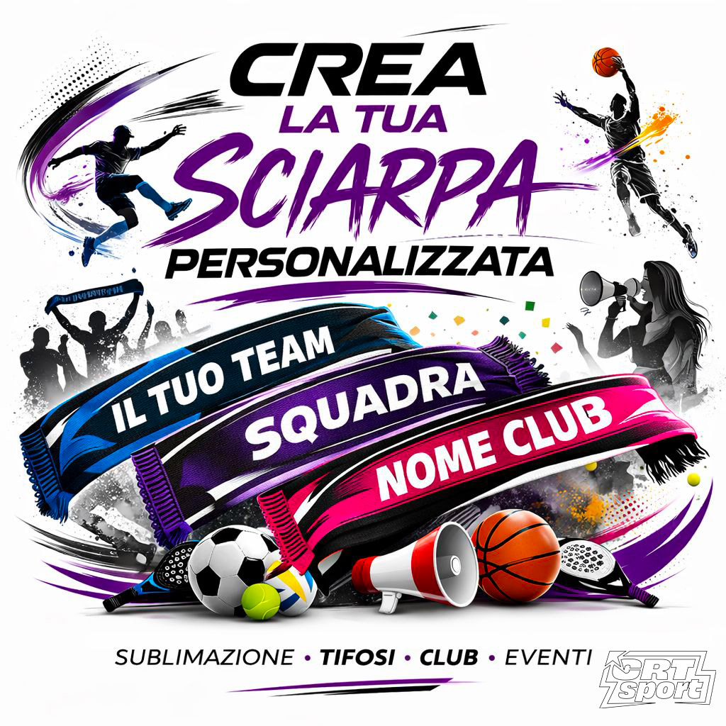 Sciarpa Tifoso Personalizzata Professionale 100% Sublimatica per Squadre